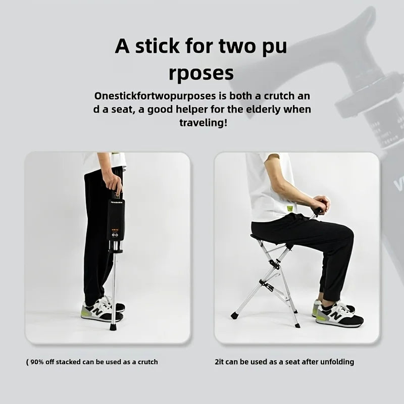 💥LAST DAY SALE - 80% OFF🚶‍♂️Folding stool with crutches💥BEST GIFT FOR ELDERLY PEOPLE