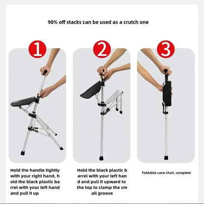 💥LAST DAY SALE - 80% OFF🚶‍♂️Folding stool with crutches💥BEST GIFT FOR ELDERLY PEOPLE