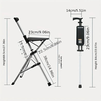 💥LAST DAY SALE - 80% OFF🚶‍♂️Folding stool with crutches💥BEST GIFT FOR ELDERLY PEOPLE